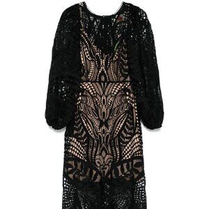 NWT Farm Rio black nature guipure midi dress